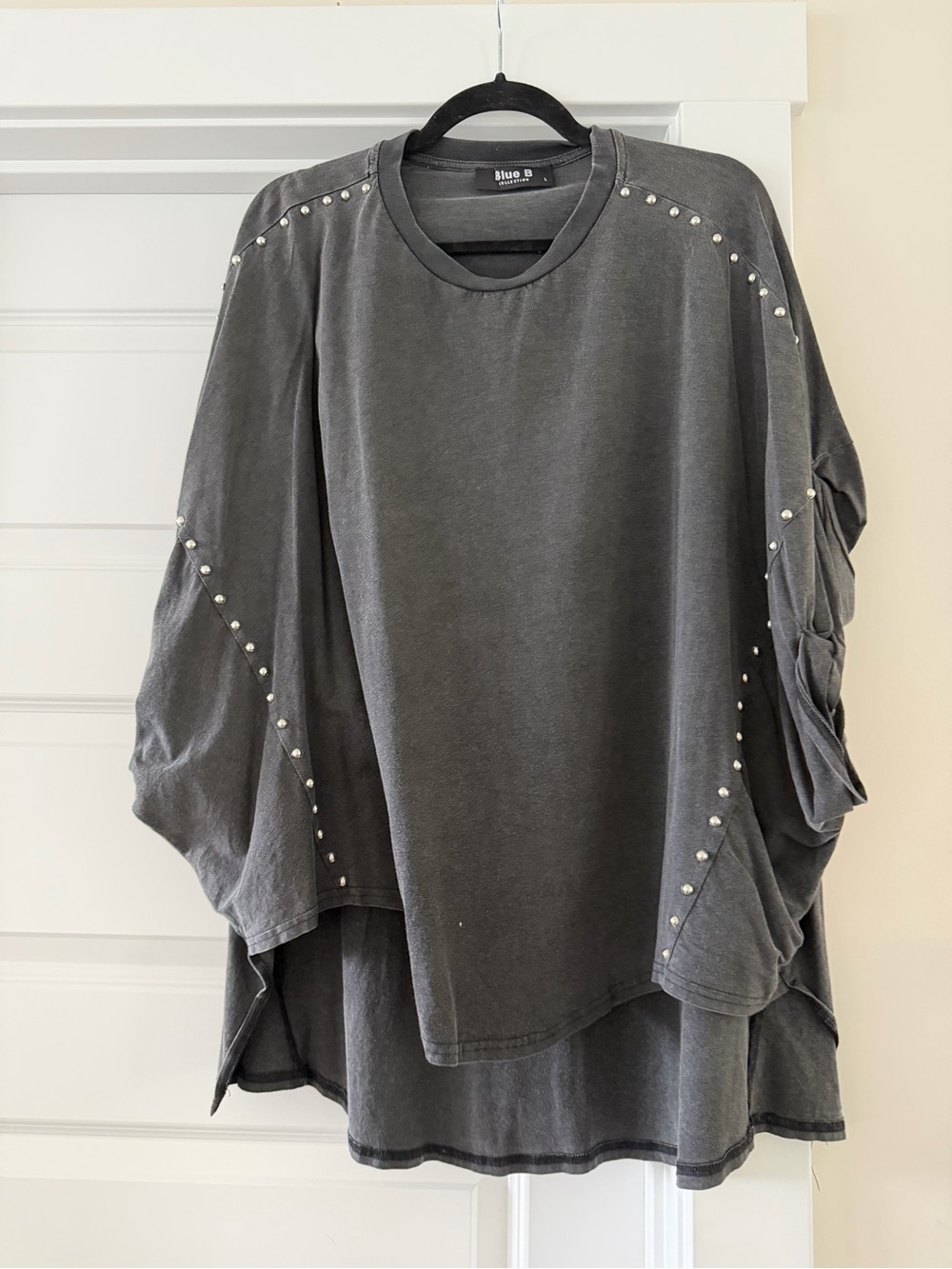 Nwot Stud-Embellished Charcoal Gray Women's Top